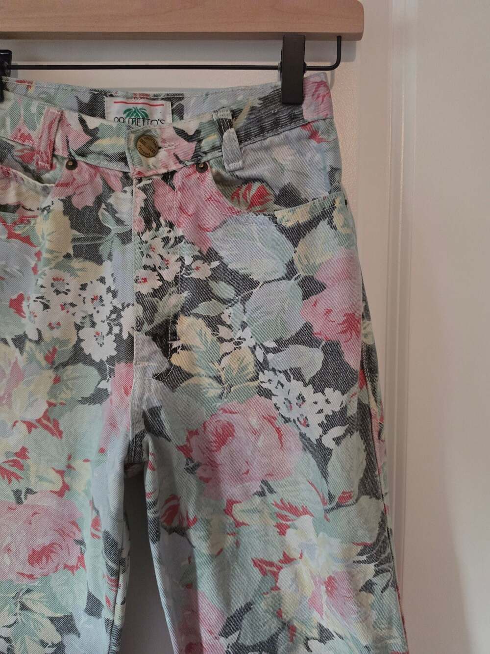 Vintage Palmetto's Floral Mom Jeans Womens Size 5 High Rise Pastel Rose 90s